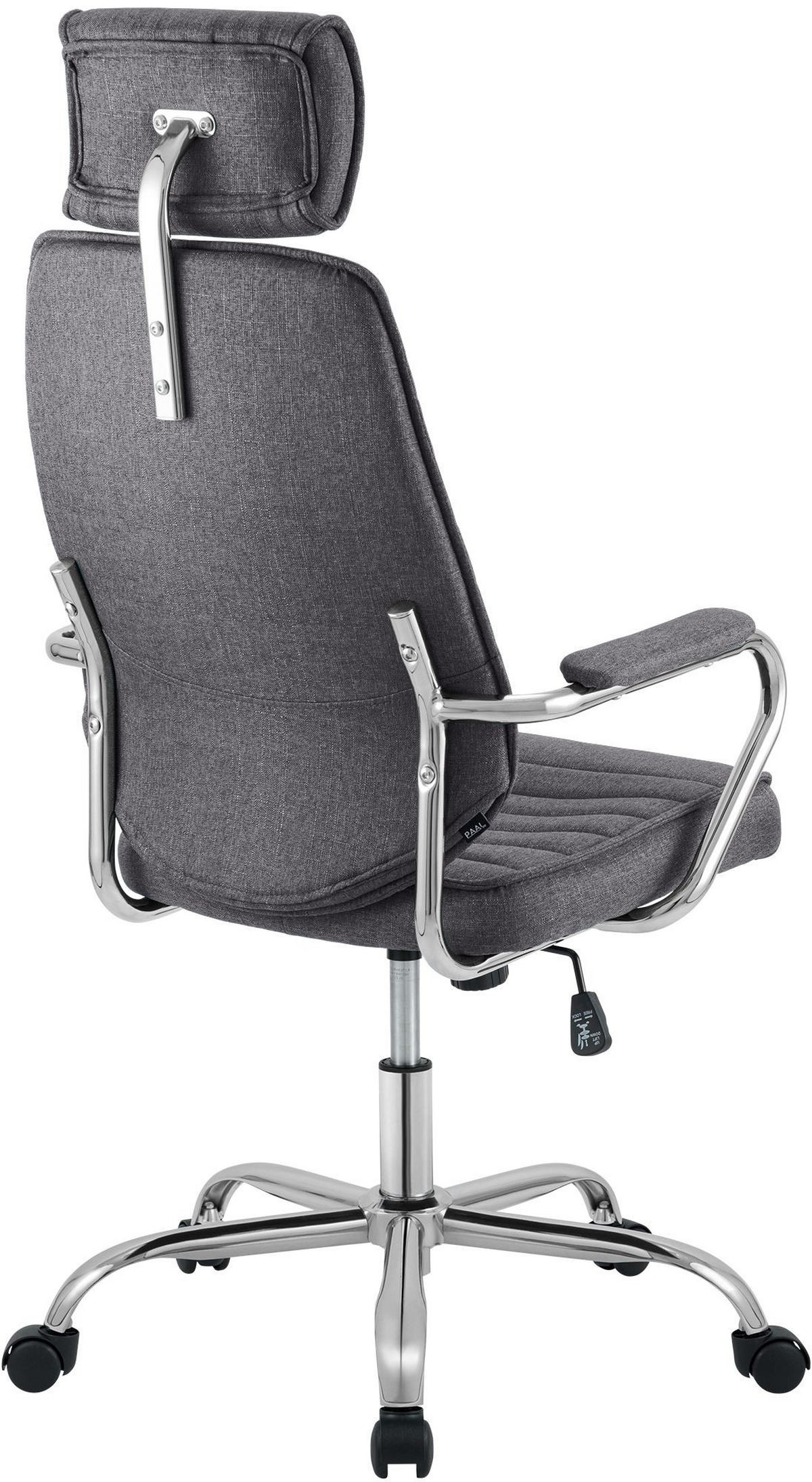 CHEFSESSEL Stoff Dunkelgrau - Chromfarben/Dunkelgrau, Textil/Metall (60/117/67cm) - CLP