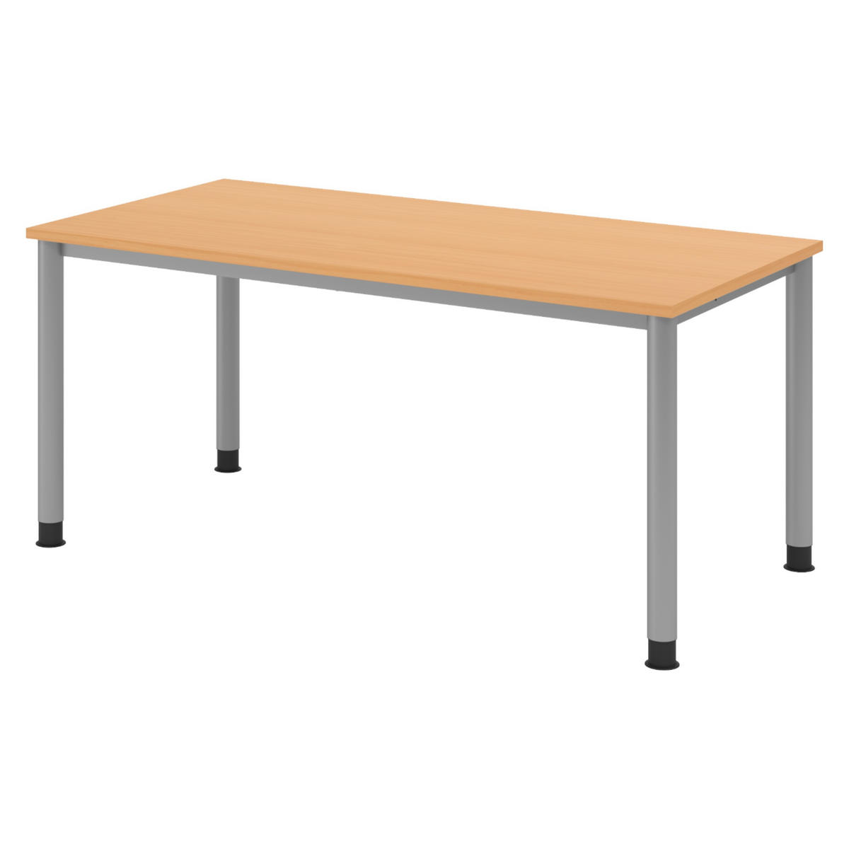 SCHREIBTISCH Serie-H Gestell: Silber 80/160/74 cm in Buchefarben - Buchefarben, Holzwerkstoff (80/160/74cm) - bümö