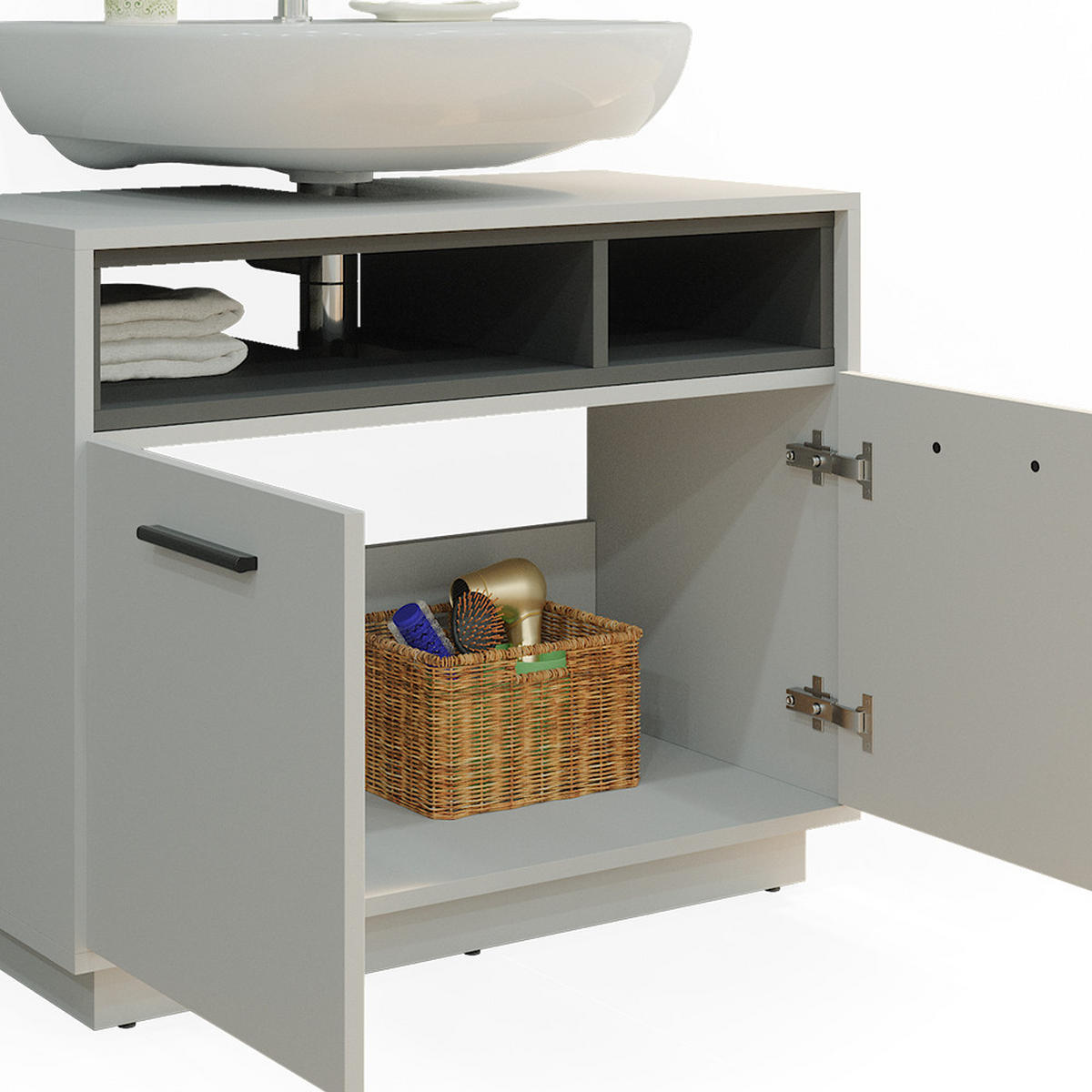 WASCHBECKENUNTERSCHRANK Beatrice Grau 80 x 64 cm - Grau, Holzwerkstoff (80/64/40cm) - Vicco