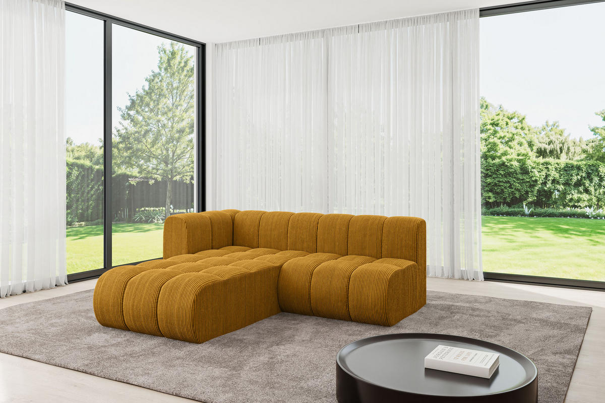 ECKSOFA modulares Sofa Darnel-L1 - 205x177x70 cm Senfgelb - Currygelb, Holzwerkstoff/Textil (205/177cm) - ALTDECOR