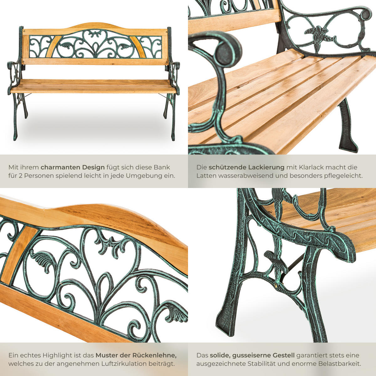 GARTENBANK Kathi,124 x 60 x 83 cm,braun - Braun, Holz (60/38/124cm) - tectake