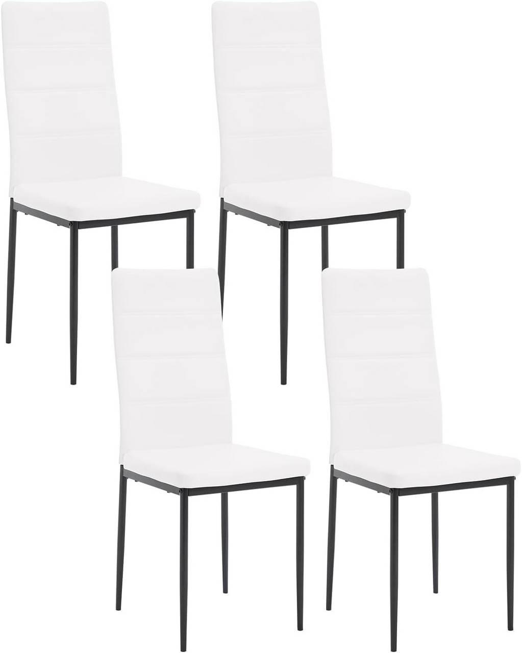 ESSZIMMERSTÜHLE 4er Set aus Kunstleder, Weiß - Schwarz/Weiß, Kunststoff/Metall (40/98/51cm) - Woltu