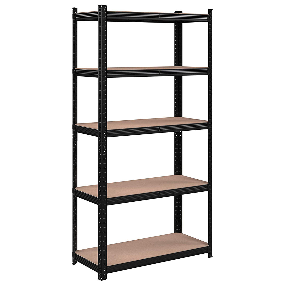 REGAL im Industrial-Stil mit 5 Ebenen, umwandelbar in einen Schreibtisch - L90 x H180 cm - Schwarz, Holzwerkstoff (40/180/90cm) - Calicosy