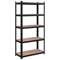 REGAL im Industrial-Stil mit 5 Ebenen, umwandelbar in einen Schreibtisch - L90 x H180 cm - Schwarz, Holzwerkstoff (40/180/90cm) - Calicosy