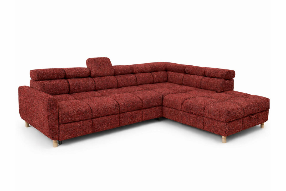 ECKSOFA - BUN - Rot - Arena 8 - Rechts - Rot, Holzwerkstoff (276/209cm) - Möblo