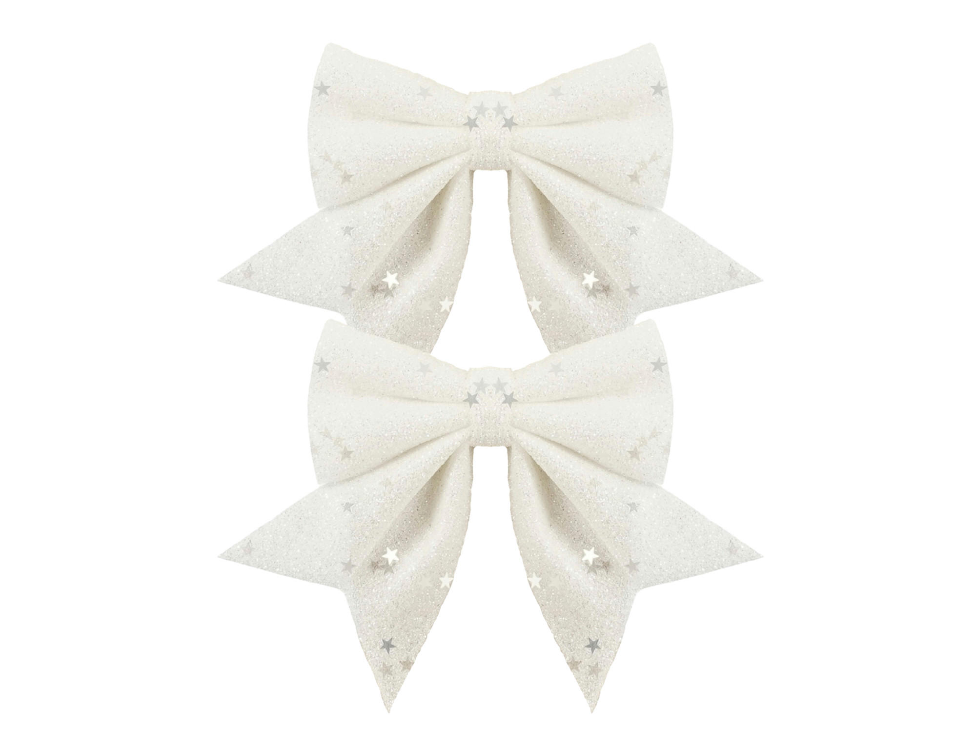 WEIHNACHTSSCHLEIFEN-SET 2-teilig Weiß, 12 × 13 cm, Stoff - Weiß, Kunststoff (12/13/1cm) - LAALU