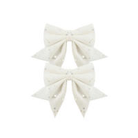 WEIHNACHTSSCHLEIFEN-SET 2-teilig Weiß, 12 × 13 cm, Stoff - Weiß, Kunststoff (12/13/1cm) - LAALU