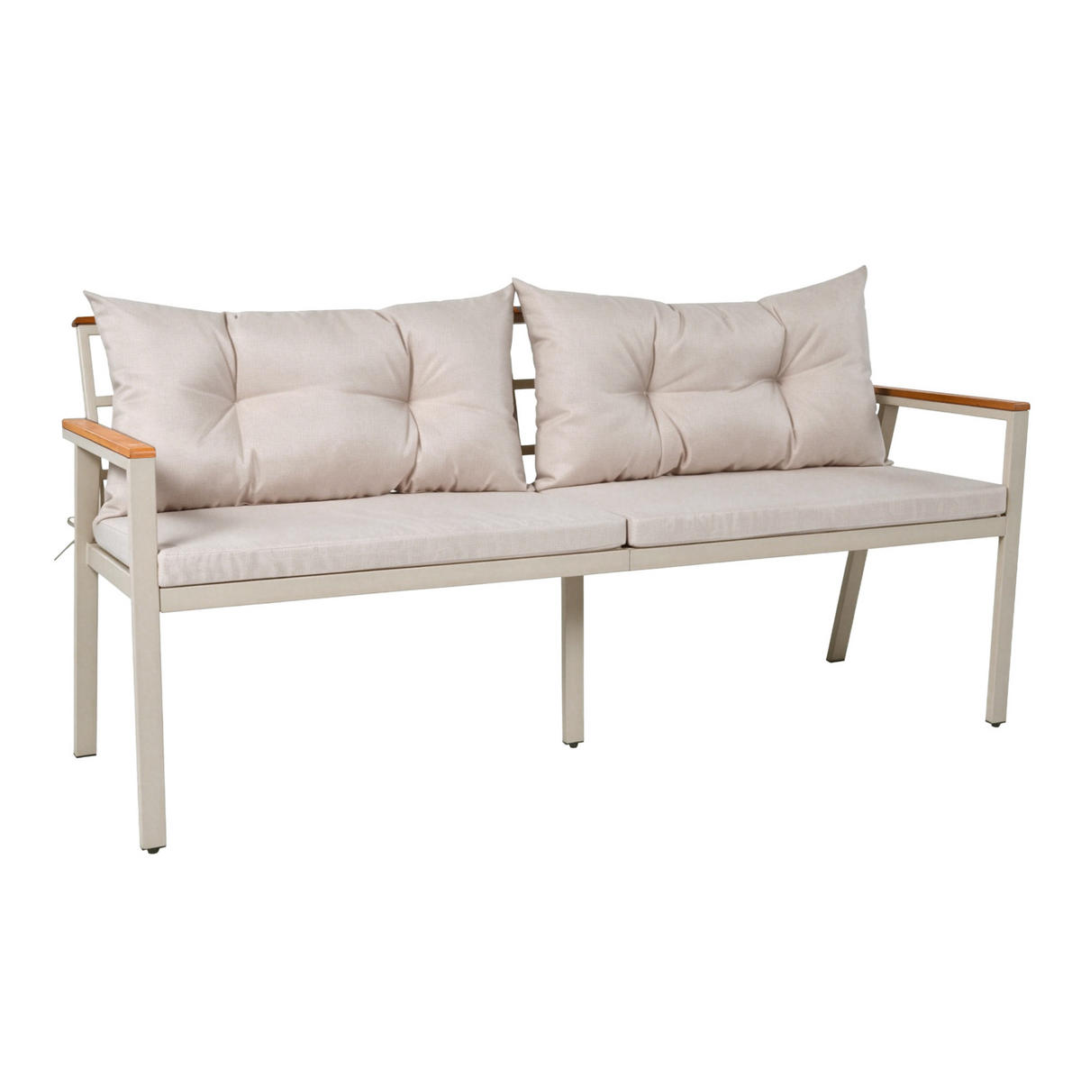 GARTEN-ESSGRUPPE 171/35/81 cm eige/Natur aus Akazienholz mit Servierwagen für 6-7 Personen - Beige, Metall - OKWISH