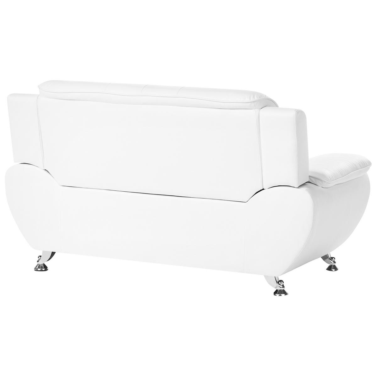 2-SITZER-SOFA Kunstleder Weiß Leira - Silberfarben/Weiß, Kunststoff (147/86/78cm) - Beliani