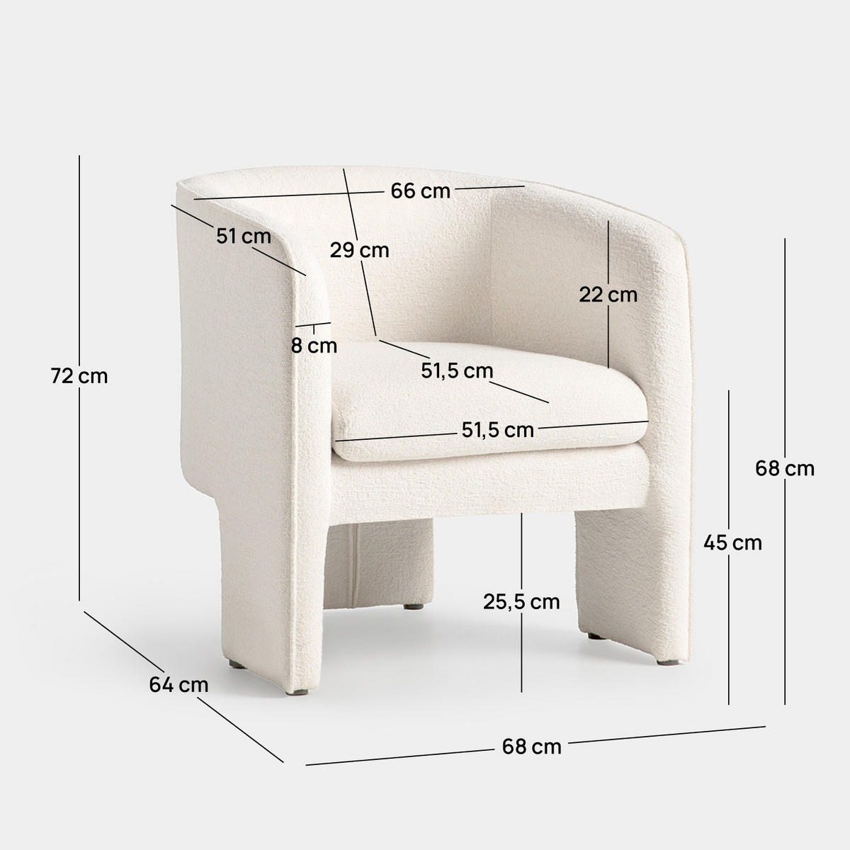 LESESESSEL Amie Beige 68 cm x 72 cm - Beige, Textil (68/72/64cm) - Klast Home