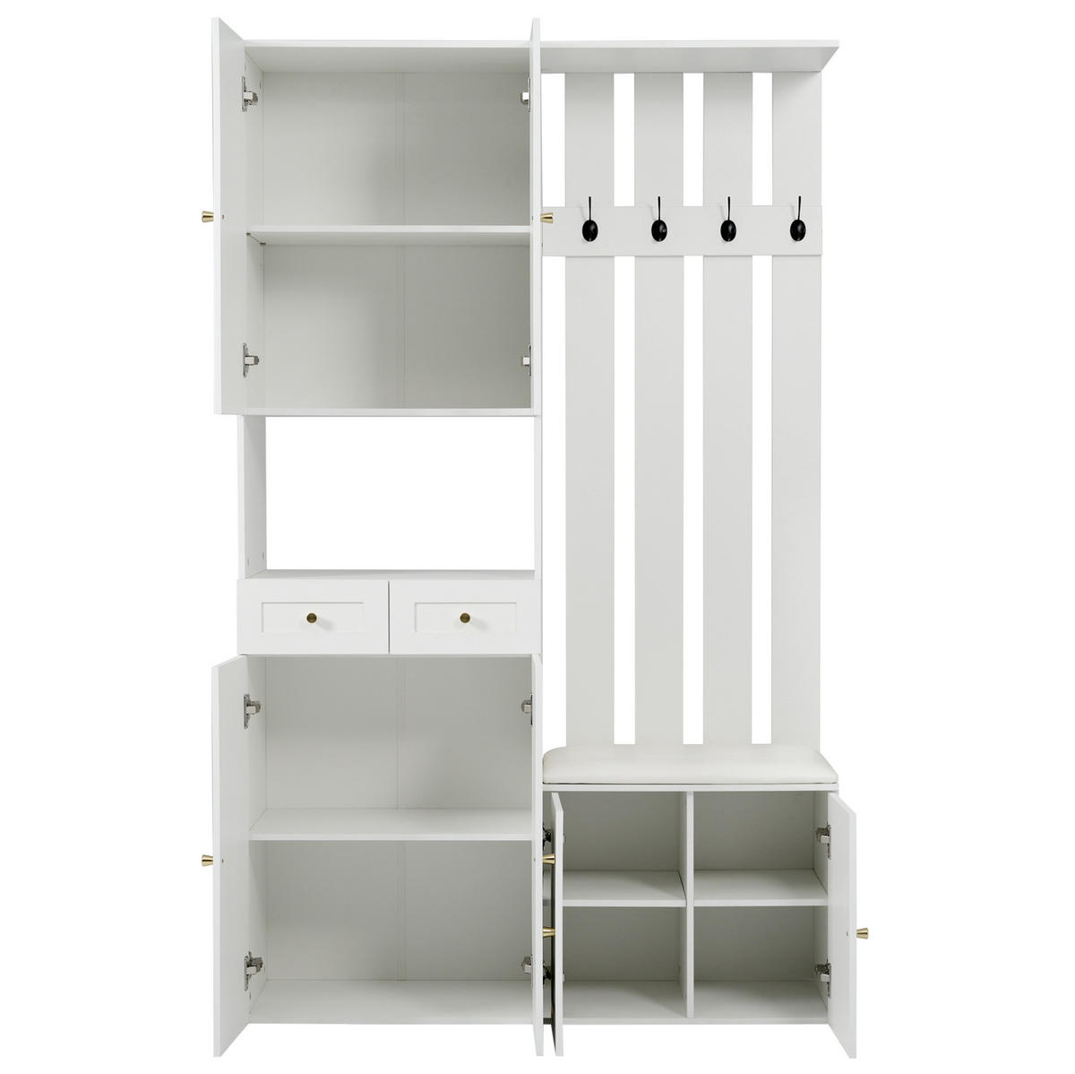 GARDEROBENSET mit Schuhschrank und Bank 110 x 37 x 180 cm Weiß - Weiß, Holz (37/180/110cm) - Beauniv