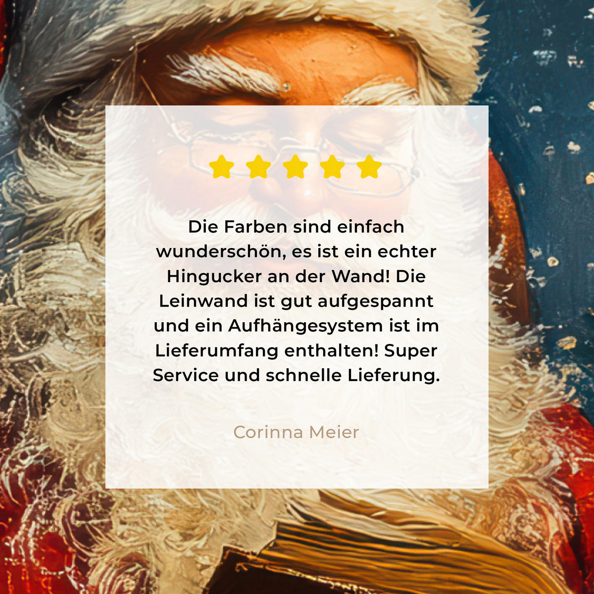 LEINWANDBILD Weihnachtsmann - Weihnachten - Winter - Weihnachtsbaum Gemälde 60x40 cm - Bordeaux, Textil (60/40cm) - MuchoWow