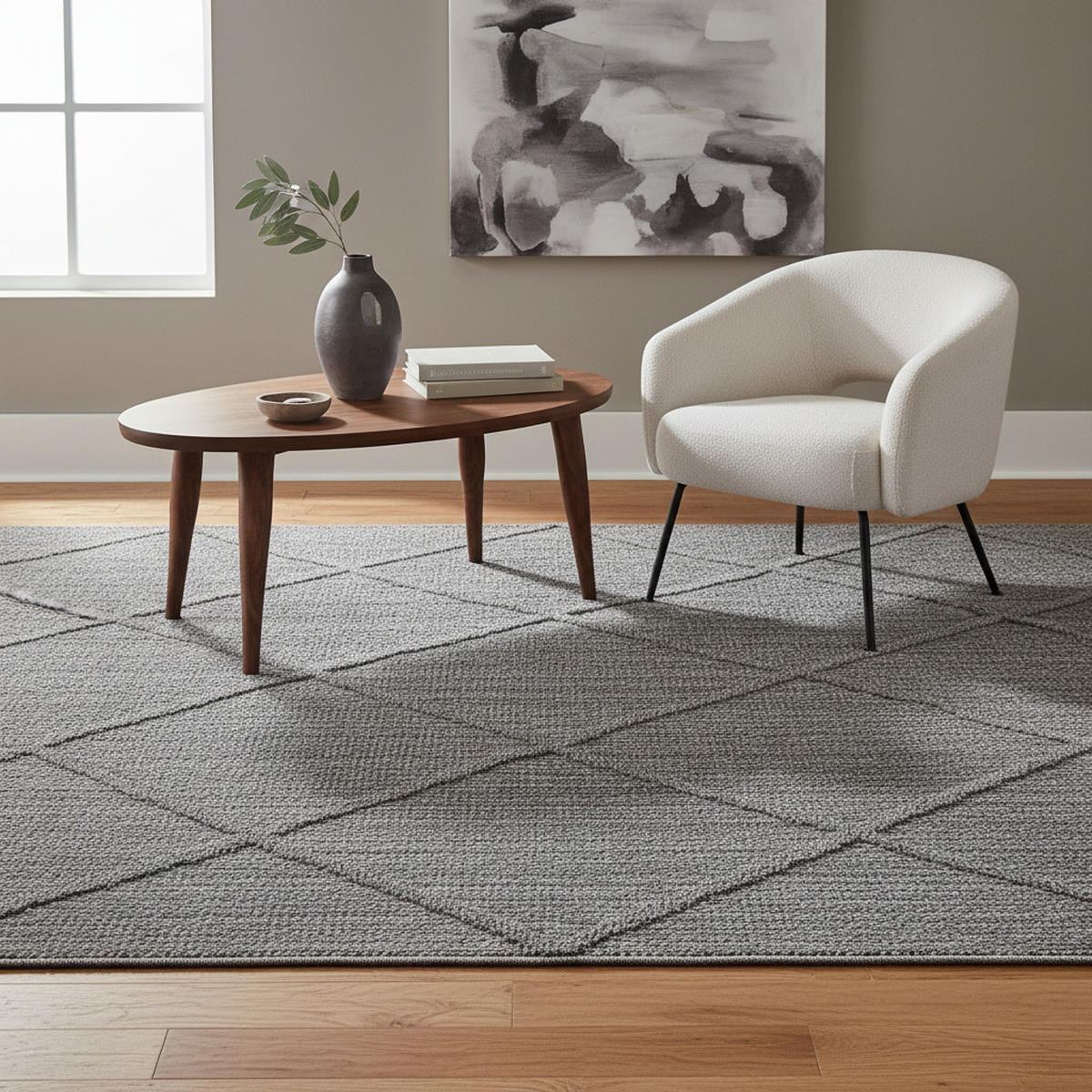 TEPPICH Outdoor Flachgewebe Boho-Muster Polypropylen Terrasse Grau Rechteckig 140x200 - Grau, Textil (140/200cm) - KADIMA DESIGN