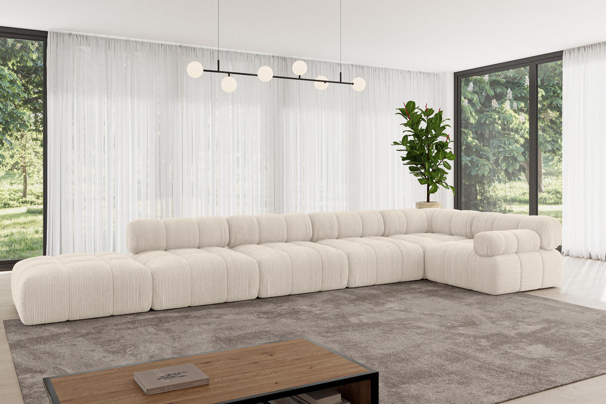 ECKSOFA modulares Sofa Felto-L3 - 475x190x70 cm Beige Cord - Beige, Holzwerkstoff/Textil (475/190cm) - ALTDECOR