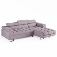 ECKSOFA CLOUD Rechts Hellrosa L-Form Velours-Stoff mit Schlaffunktion und Bettkasten - Chromfarben/Pink, Holz/Metall (175/235cm) - Barchello