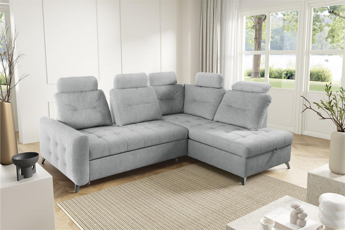 ECKSOFA Wendie - Hellgrau, Holzwerkstoff/Textil (250/200cm) - Fun Möbel