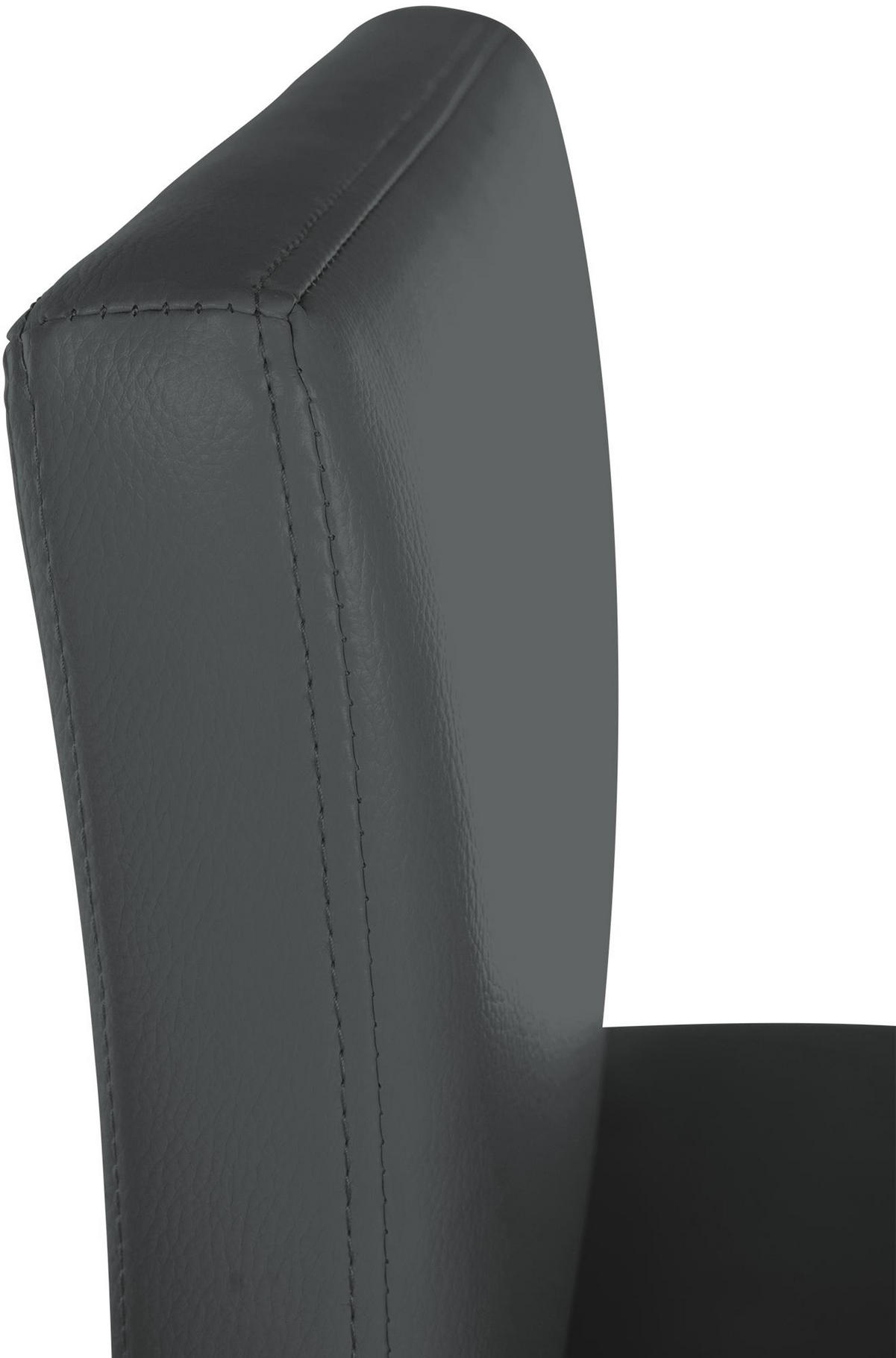BARHOCKER New Orleans Kunstleder B dunkelgrau - Schwarz/Grau, Kunststoff/Metall (40/96/50cm) - TPFLiving