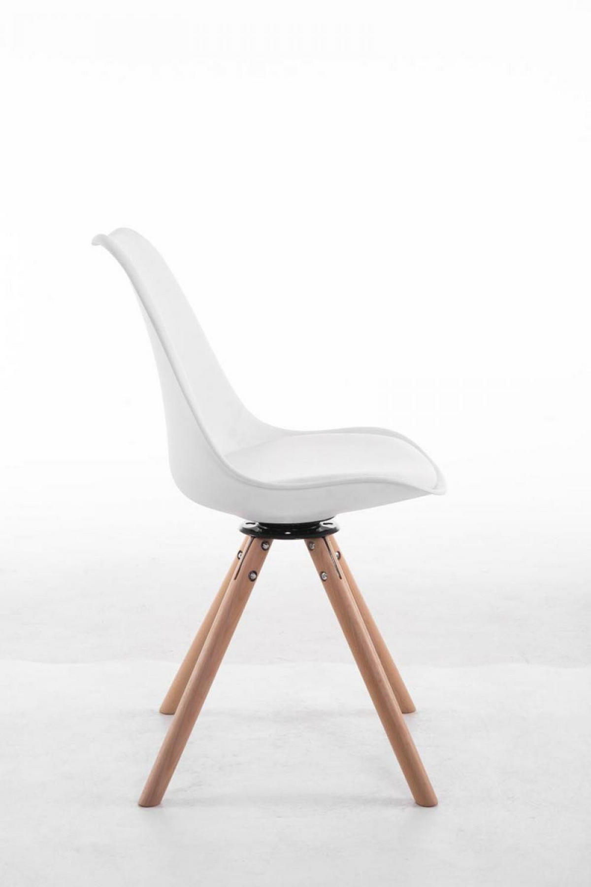 STUHL Lederlook weiß - Eukalyptusholzfarben/Weiß, Holz/Textil (48/84/56cm) - CLP