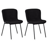 STUHL-SET 2 Stück in Teddystoff - Schwarz, Textil/Metall (52/80/61cm) - Furnhouse