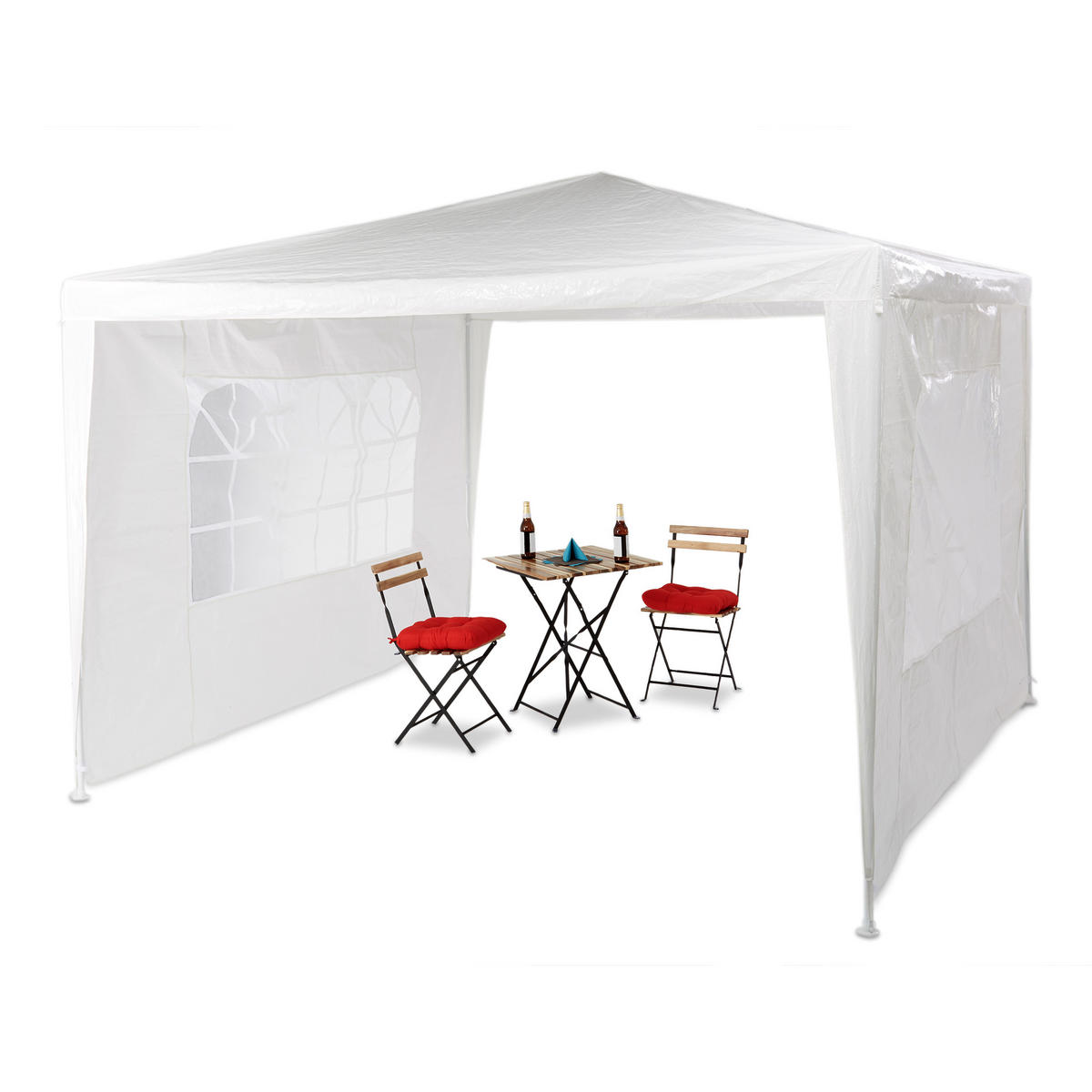 PAVILLON 3x3m - Weiß, Kunststoff/Metall (300/250/300cm) - Relaxdays
