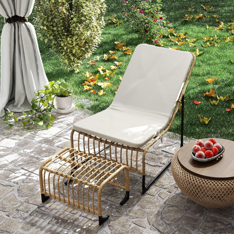 Thumbnail - ComfortXL Rattan, Weiß, Metall, 65x80x93 cm, Gartenmöbel, Gartenliegen
