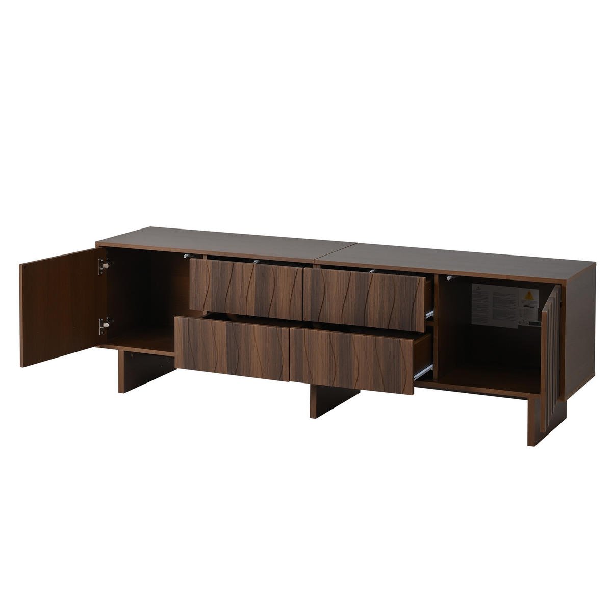 TV-SCHRANK 180/40/56 cm Nussbaum dunkel mit 4 Schubladen und 2 Türen - Nussbaumfarben, Holzwerkstoff (180/56/40cm) - Oxeza