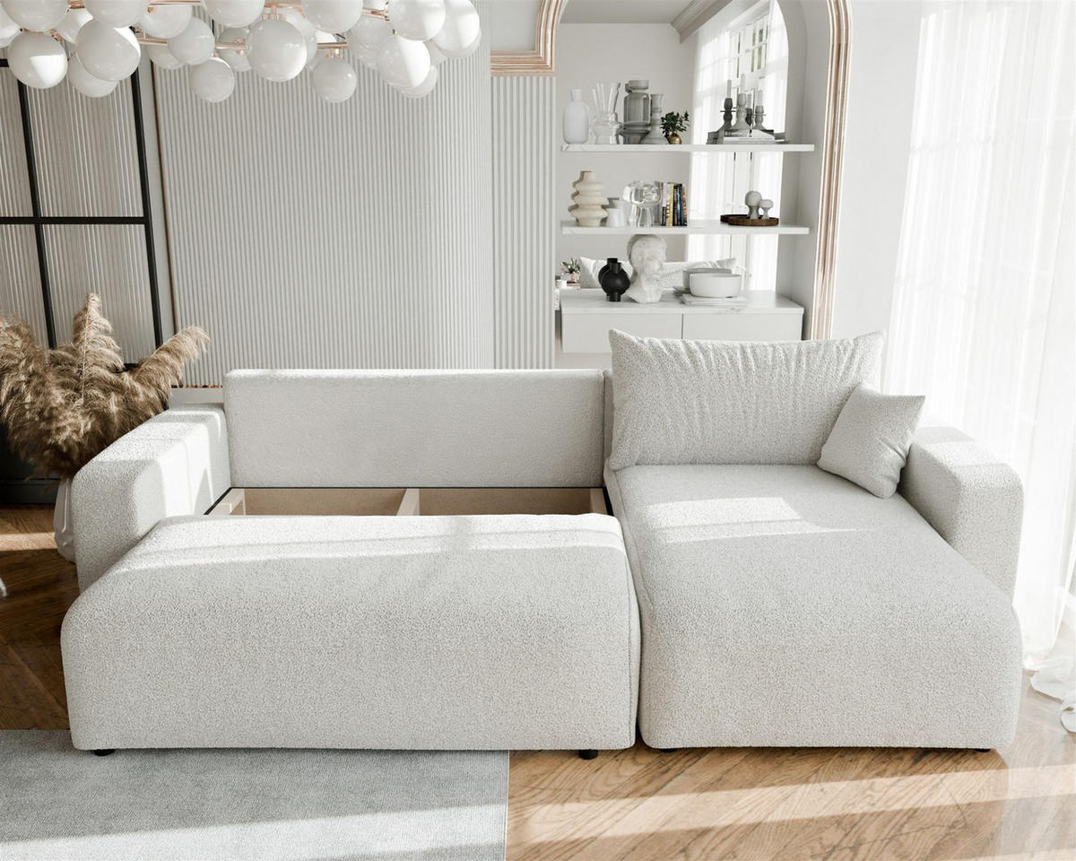 ECKSOFA Luna Max Mit Schlaffunktion - Beige, Holzwerkstoff/Textil (145/278cm) - Fun Möbel