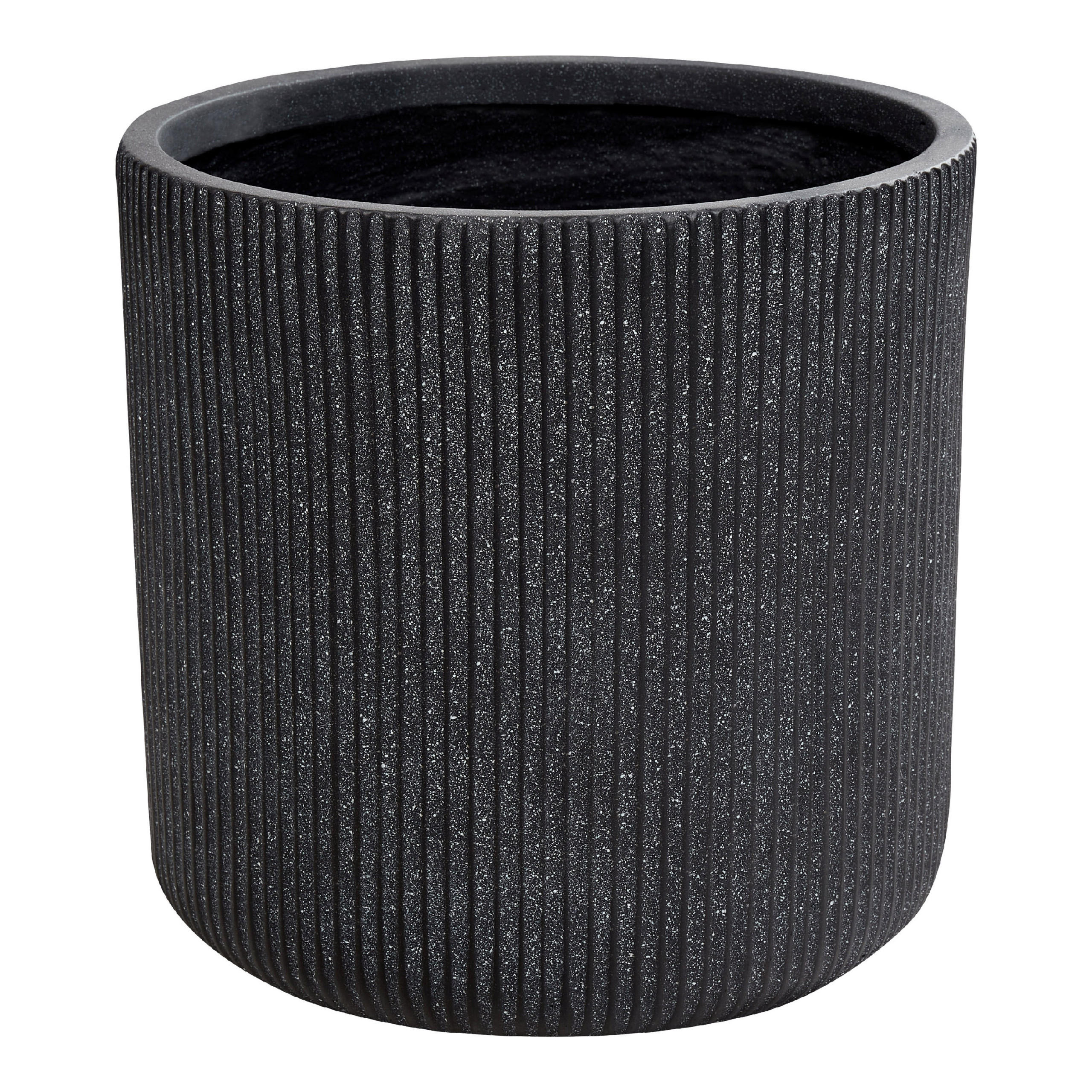 BLUMENTOPF graphitgrau rund 37/37/37 cm Oreoi - Grau, Naturmaterialien (37cm) - Beliani