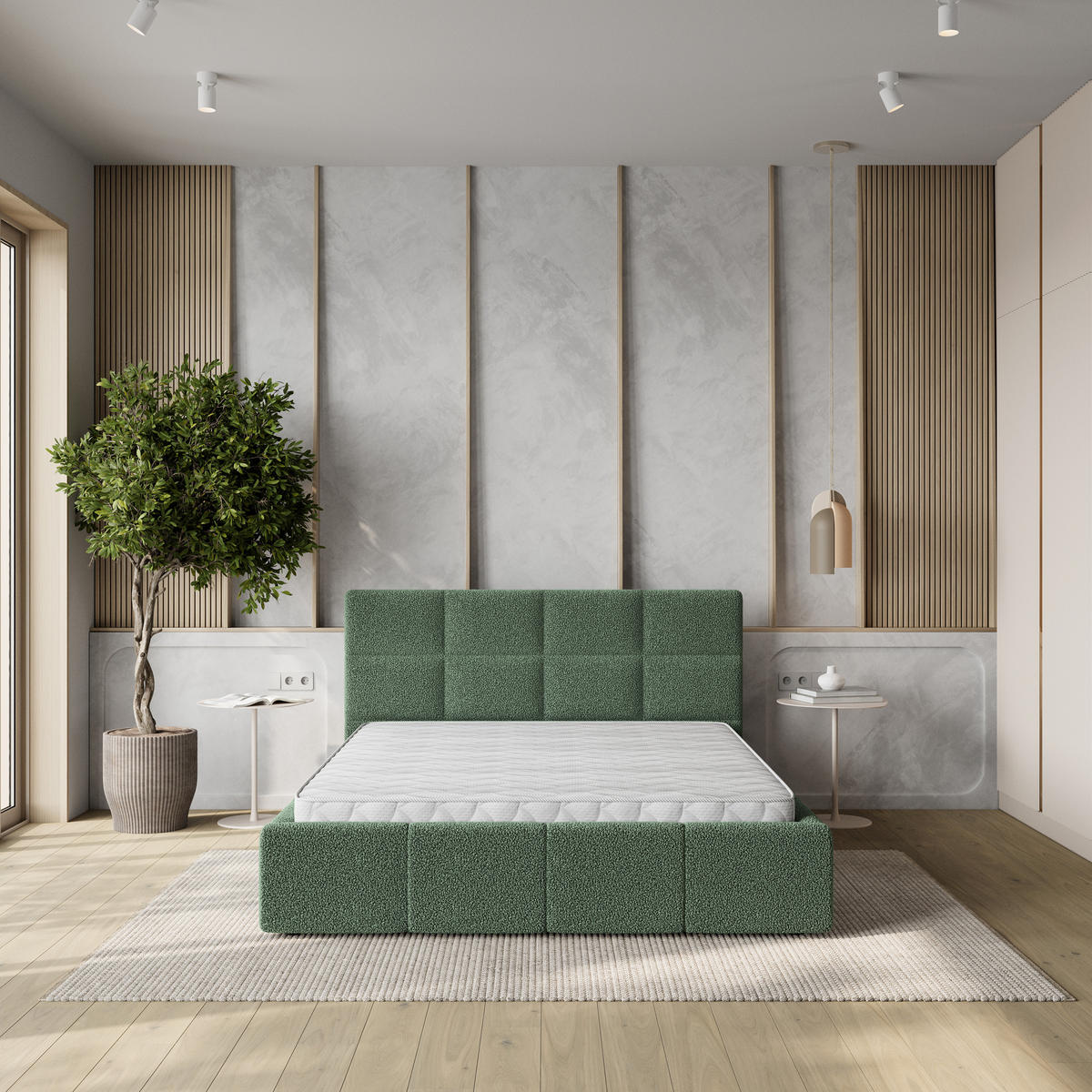 POLSTERBETT COMO 160x200 cm mit Bettkästen - Grün - Grün, Holz (160/200cm) - MASSENO