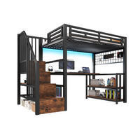 HOCHBETT 90/200 cm Schwarz aus Metall mit Schreibtisch - Schwarz, Metall (90/200cm) - OKMYHOME