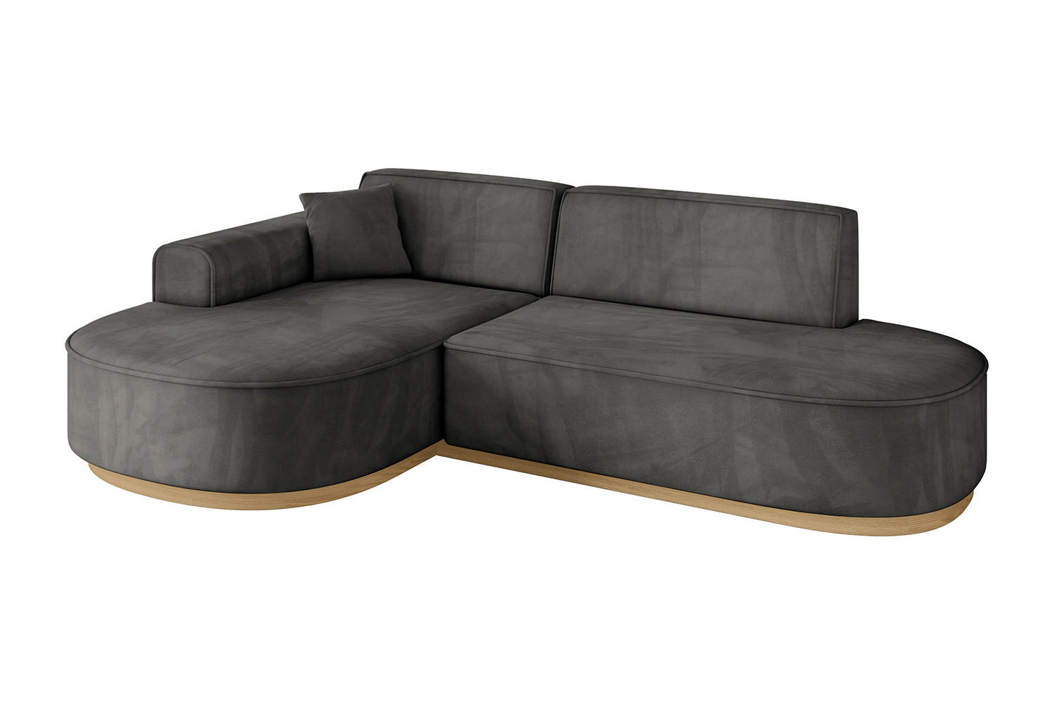 ECKSOFA Ottomane Links MARI-L1-v2 - 243x171x83 cm Dunkelgrau Velours - Dunkelgrau, Holzwerkstoff/Textil (243/171cm) - ALTDECOR