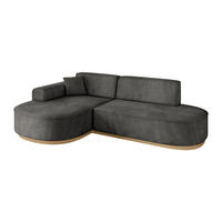 ECKSOFA Ottomane Links MARI-L1-v2 - 243x171x83 cm Dunkelgrau Velours - Dunkelgrau, Holzwerkstoff/Textil (243/171cm) - ALTDECOR