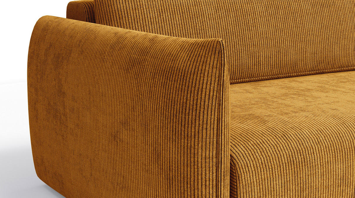 ECKSOFA TAUER 3-Sitzer links, safran - Gelb/Schwarz, Holz/Textil (248/173cm) - Courtois Laville