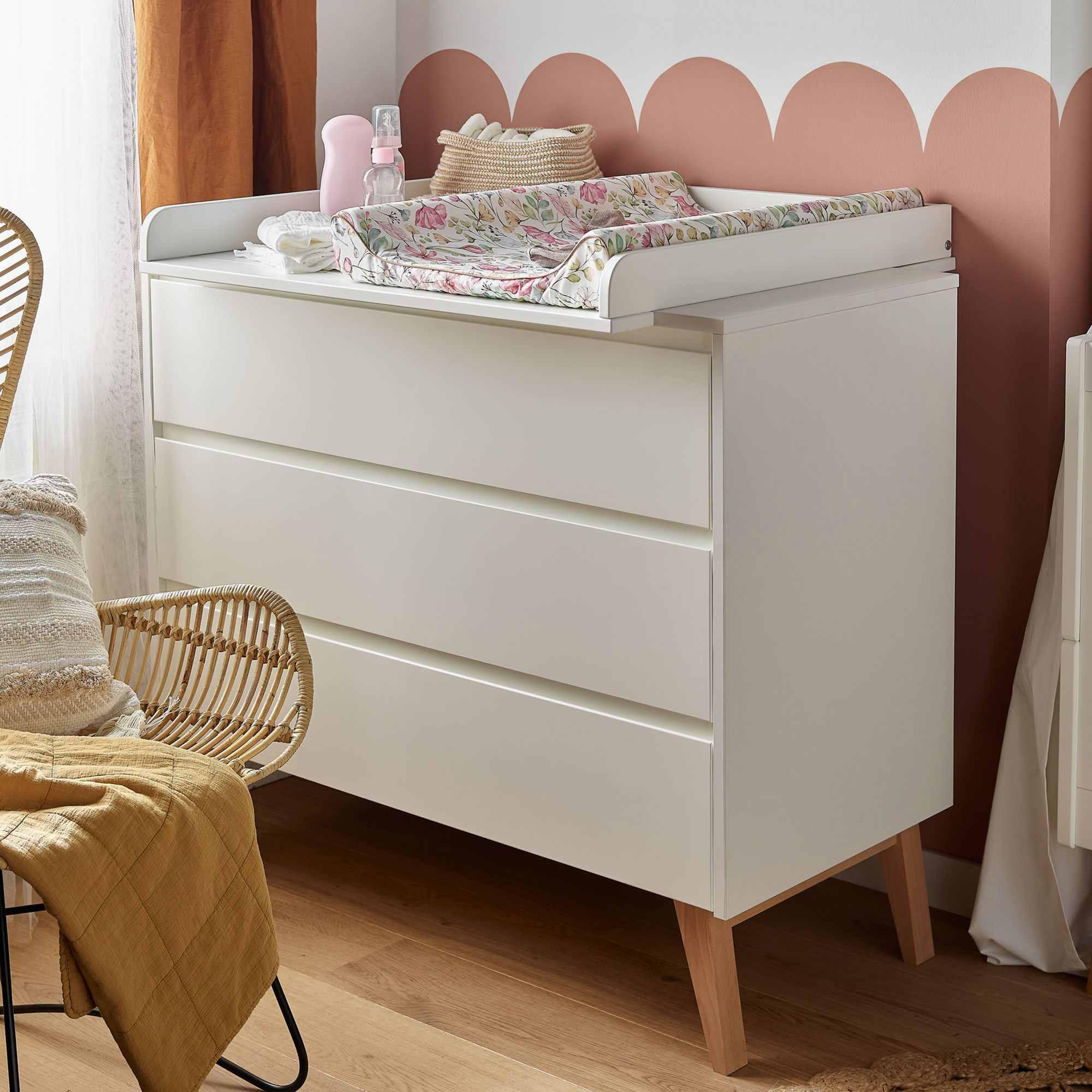 WICKELKOMMODE Dambi mit Schubladen - Weiß, Holz (100/93/53cm) - KONSIMO®