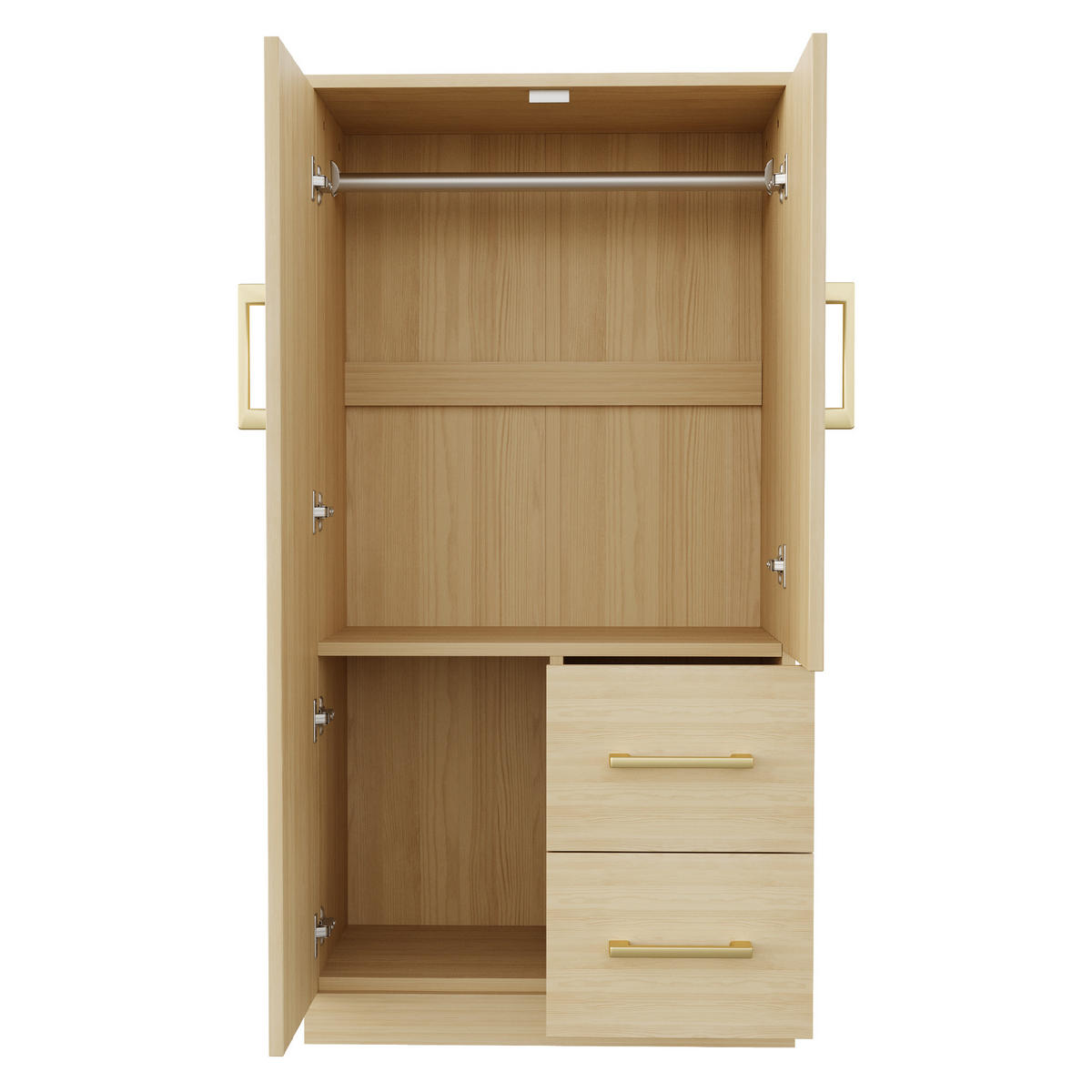 KLEIDERSCHRANK 70x135 cm in Natur Holz-Optik mit 2 Türen - Naturfarben, Holzwerkstoff (70/135/40cm) - Urban Meuble