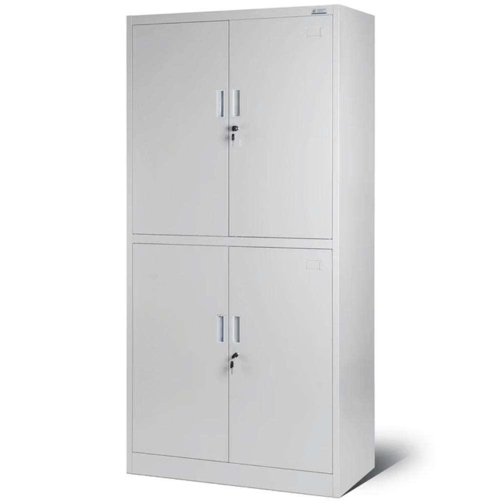 METALLSCHRANK abschließbar DOPLO mit Flügeltüren 185x90x40cm Grau - Grau, Metall (90/185/40cm) - DELUKE