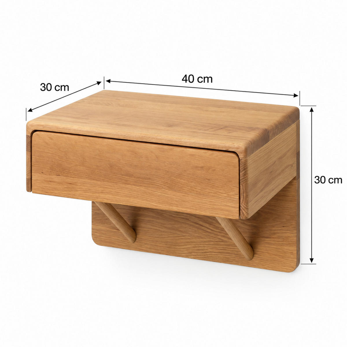 NACHTTISCH Frank H30, Eiche - Beige, Holz (40/30/30cm) - WOODEK