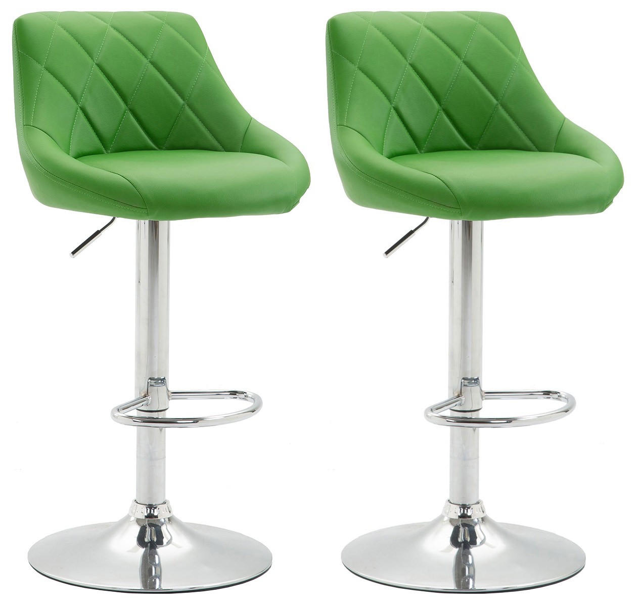BARHOCKER Lazio 2er Set 83-104x46x49 cm grün - Grün, Leder (46/83/49cm) - furnicato