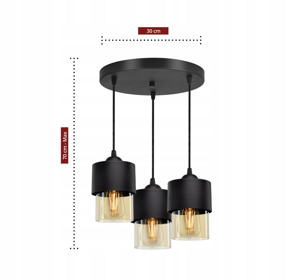 PENDELLEUCHTE Hege - Transparent/Schwarz, Glas/Metall (35/35/70cm) - kiki design