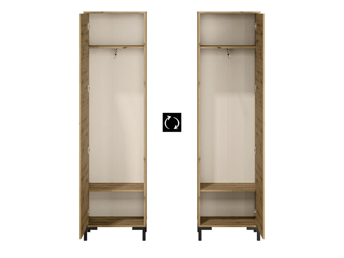KLEIDERSCHRANK NEVIO Beige 55x34x200 cm - Beige, Holzwerkstoff (55/200/34cm) - FURNLUX