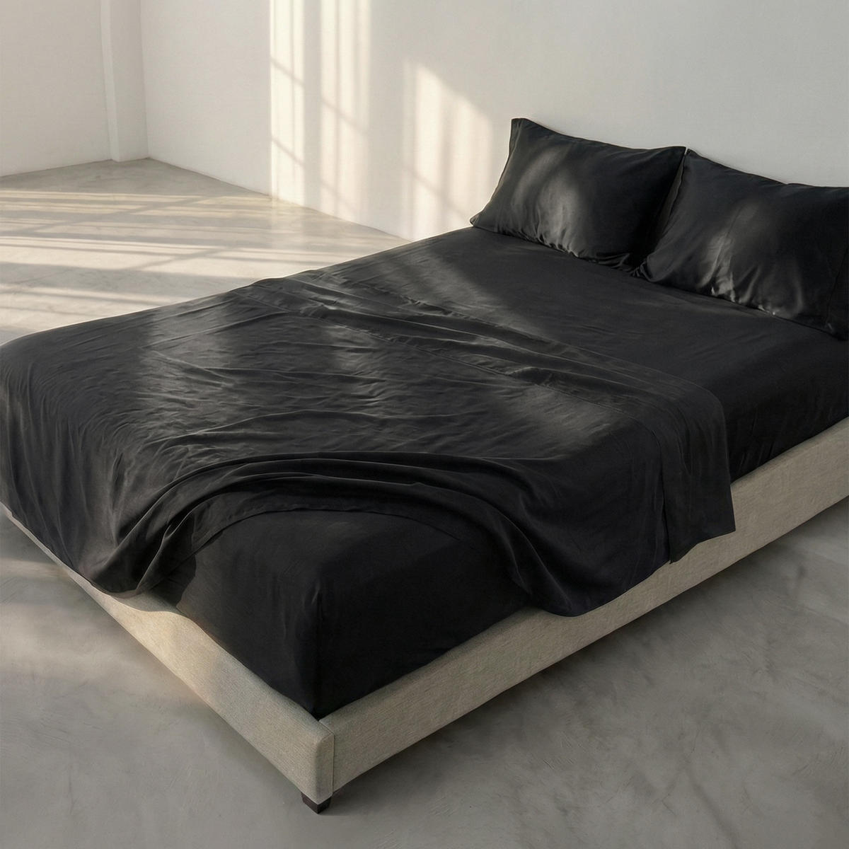 SPANNBETTTUCH basic 160x200x32 cm schwarz - Schwarz, Textil (160/200cm) - Happy Friday