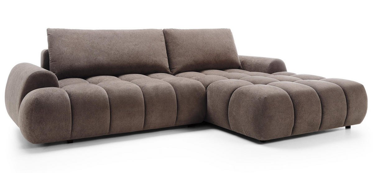 ECKSOFA 280 cm Valerio mit Bettkasten, 280 cm, Rechts, Schlaffunktion, Braun - Braun, Holz (177/280cm) - Emporius
