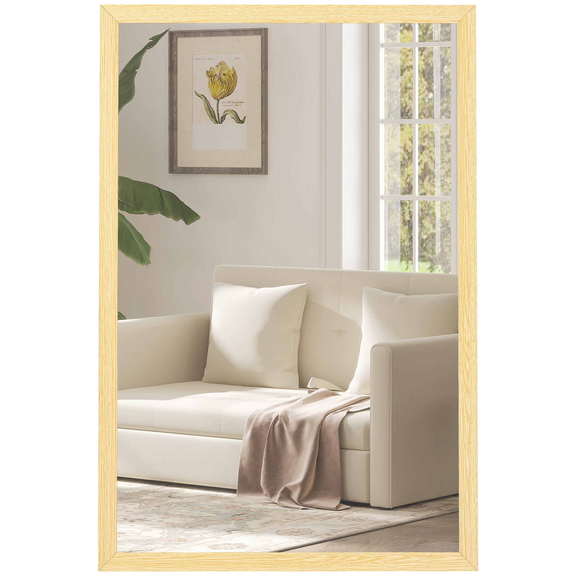 WANDSPIEGEL DE-14340 rechteckig 60x40 cm Natur - Naturfarben, Glas (40/60/2cm) - ComfortXL