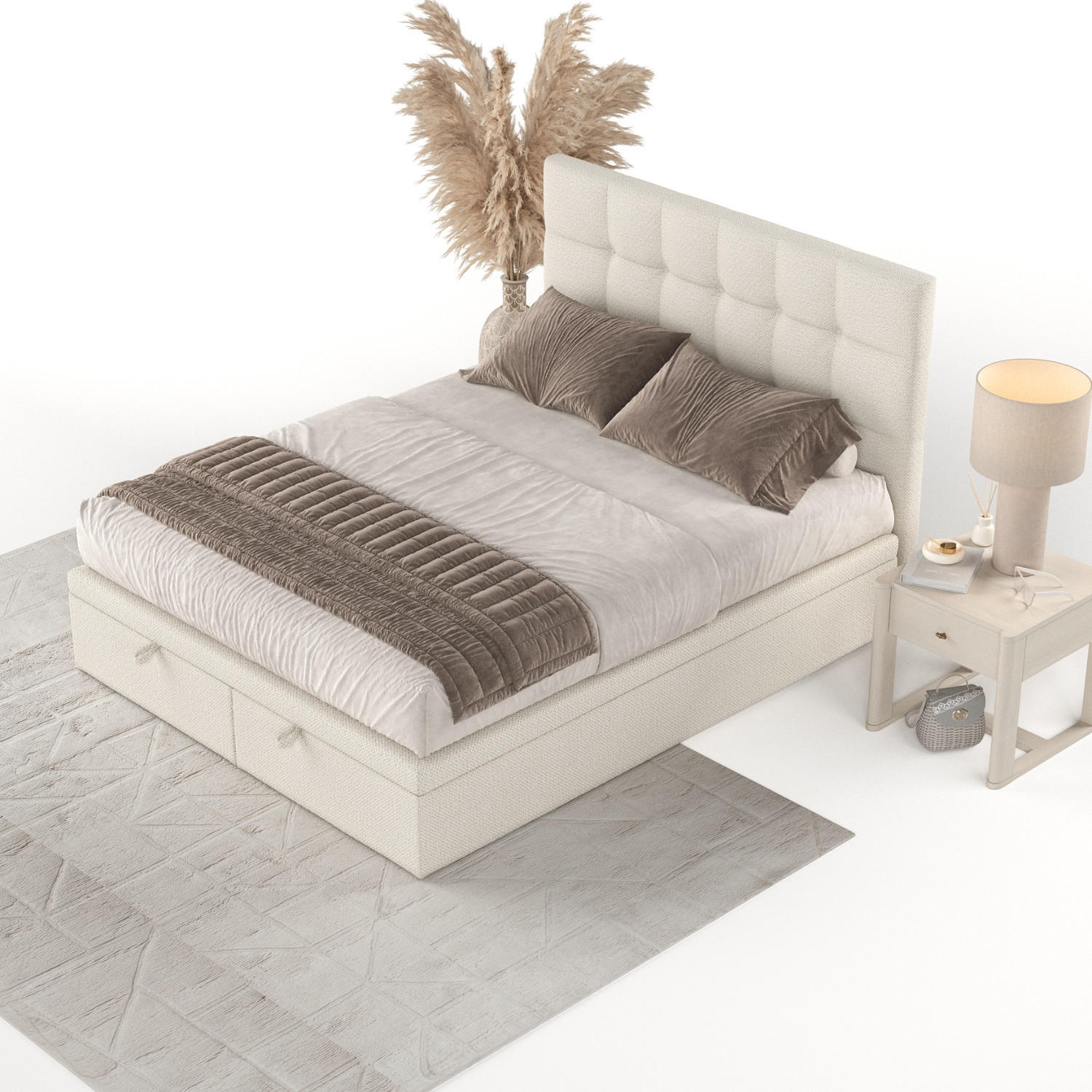 POLSTERBETT Guam mit Stauraum 120/200 cm Hellbeige im Alta Stoff - Sandfarben/Schwarz, Holz/Holzwerkstoff (120/200cm) - AltaBeds