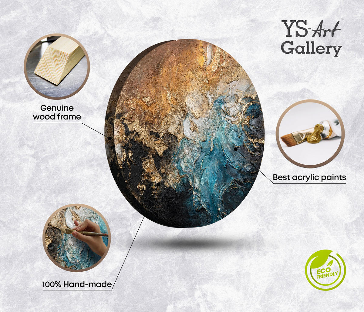 GEMÄLDE Fluss der Elemente auf Keilrahmen 70 cm - Multicolor, Holz (70/70cm) - YS-art gallery