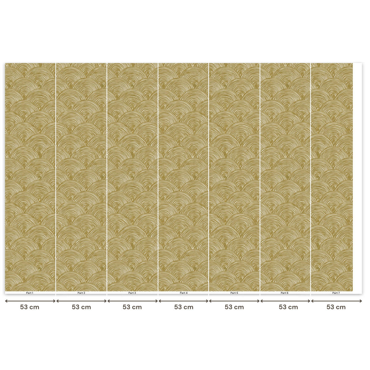 TAPETE - Fächer - Geometrisch - Grün - 350x240 cm - Goldfarben, Papier (350/240cm) - OnlyWow