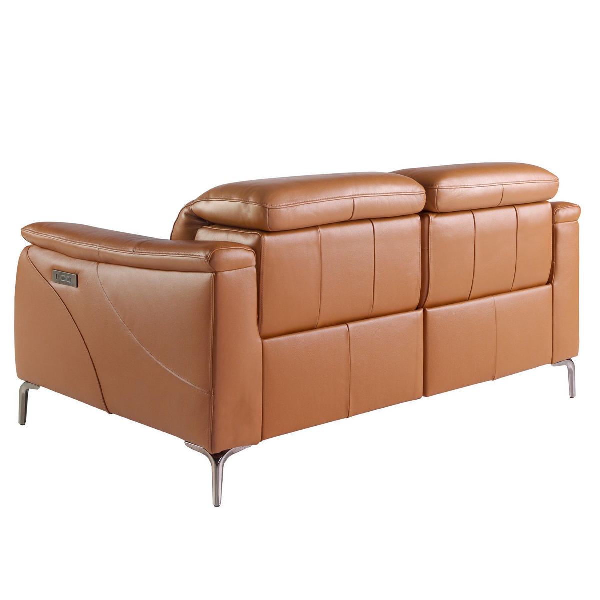 SOFA 2-Sitzer-Relaxsofa aus braunem Leder 154/160/101 cm - Edelstahlfarben/Braun, Leder (154/101/108cm) - ANGEL CERDA