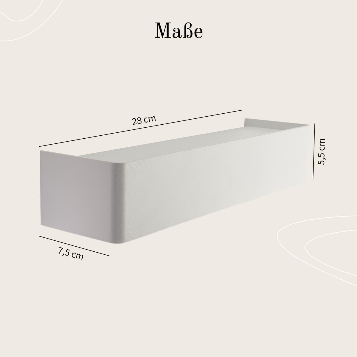 SCHLÜSSELBRETT MIT ABLAGE - Weiß, Metall (28/5.5/7.5cm) - Designfabrik Hamburg