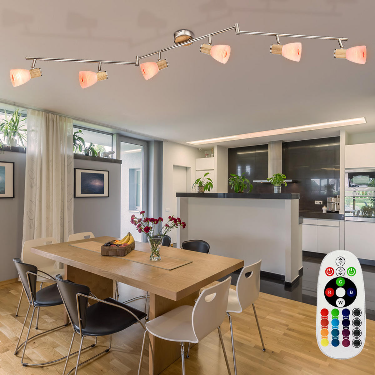 LED DECKENLEUCHTE Metall Holzoptik Braun - Braun, Holz (145/9/18cm)