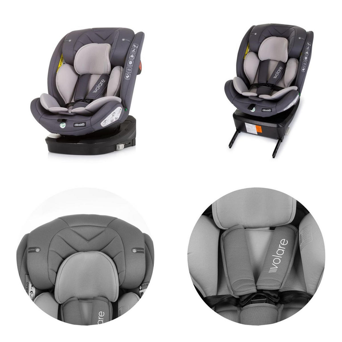 KINDERSITZ Volare i-Size (40-150cm) grau Isofix, drehbar, SPS, Top Tether - Grau, Kunststoff (46/78/42cm) - Chipolino